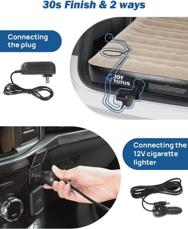 Автомобільний матрац JOYTUTUS, самонадувальний надувний матрац для позашляховиків, універсальне автомобільне ліжко з 2 повітряними подушками для багажника, подорожей/кемпінгу/дому/на природі вбудований повітряний насос