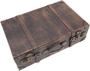 Декоративний вінтажний футляр для зберігання, чарівна ретро-скриня для багажу, реквізиту для весільної фотографії, антикварна скриня для декору кімнати для гостей, 45 x 30 x 15 см (коричневий)