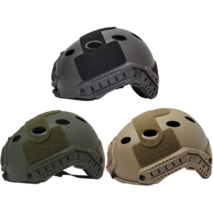 Швидкий шолом Легкий страйкбольний шолом з підкладкою, регульованим ремінцем та бічними рейками для спорту на свіжому повітрі, пейнтболу, пейнтбольного шолома SWAT Combate Black
