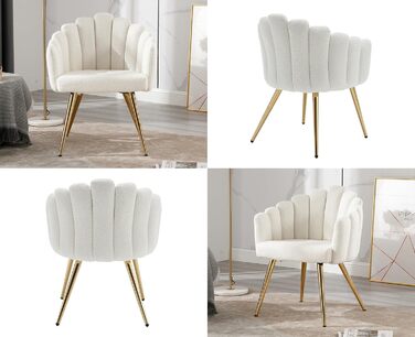 Крісло Chairus зі штучного хутра для вітальні, сучасне м&39яке крісло з металевими ніжками, розслаблююче крісло для спальні та балкону (біле)