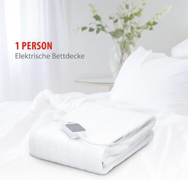 Ковдра з підігрівом Alpina - 80 x 150 см - Підковдра з підігрівом 60 Вт - Ковдра з підігрівом та 3 режимами нагріву - Можна прати в пральній машині на циклі для вовни - Клас захисту II - Поліестер - Білий