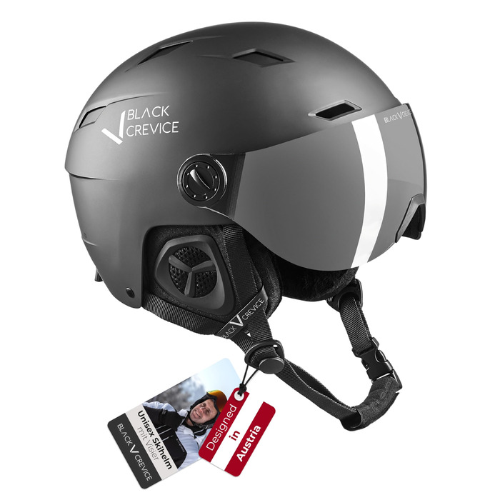 Лижний шолом Kirchberg BLACK CREVICE з козирком та вентиляційними отворами - дихаючий шолом для чоловіків та жінок, чорний, розмір 1 M (54-57 см)