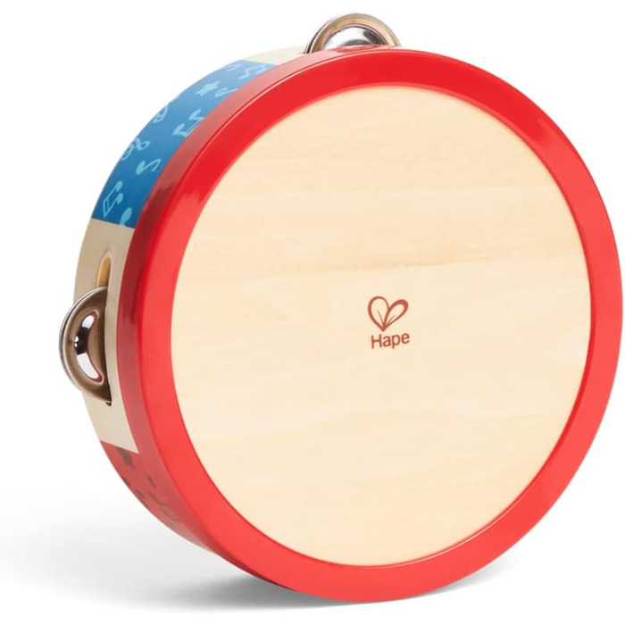 Барвистий дерев&39яний бубон Hape Барабан, музичний інструмент для дітей від 12 місяців