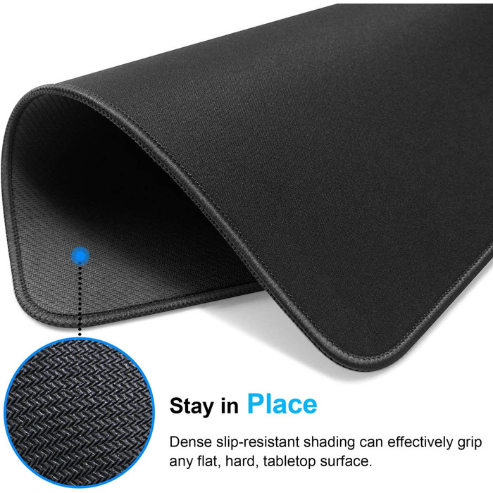 Килимок для миші KTRIO DEB146-Mouse-Pad-Black-3 pack Extend, 3 шт. з протиковзкою гумовою основою та прошитими краями, 275x215 мм (чорний)