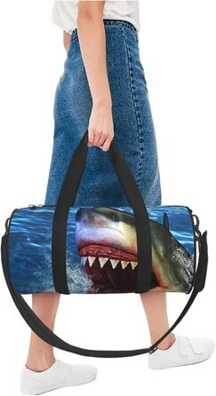 Спортивна сумка для подорожей, дизайн Акуляча голова, чорна, універсальний розмір