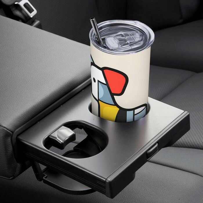 Кухоль з прямою трубочкою, дизайн абстракціонізм Мондріана, дрібний анімалістичний принт, дорожній кухоль, підходить для кемпінгу, офісу та дому, 590 мл