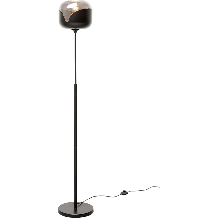 Підлоговий світильник Kare Design Smoke Goblet Ball, чорний/сірий, сталевий каркас, скляний плафон, для вітальні та спальні, лампа не входить у комплект, 160x25x25 см