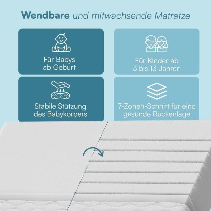 Дитяче ліжко Bellabino Aspy 90x200 см Двоярусне ліжко з матрацом, поручнями та рейковою основою Ліжко середнього класу з драбиною з масиву сосни білого/натурального кольору Дитяче ліжко для хлопчиків та дівчаток з білим матрацом Без шухляд