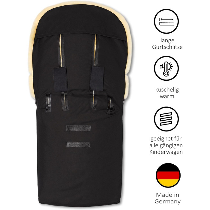 Муфта для ніг Hofbrucker з овечої шкіри Putzi для коляски, баггі/зимова муфта для ніг вітро- та водовідштовхувальна/тепла муфта дл