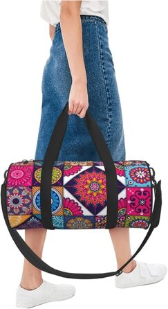 Спортивна дорожня сумка-мішок з візерунком Арабський Індіанець у клітинку, чорна, універсальний розмір, сумка для подорожей та на ніч