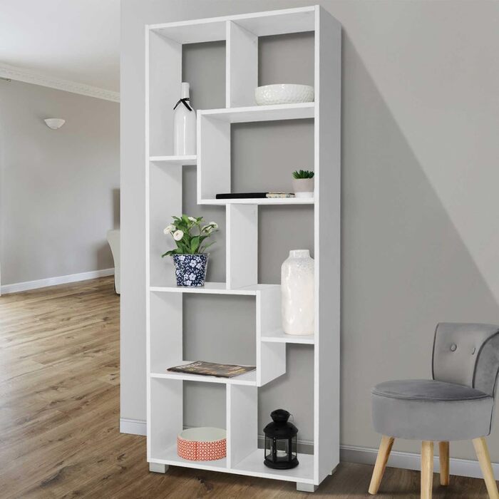 Двопозиційна полиця Tania, дерево, біла, ширина 161 см