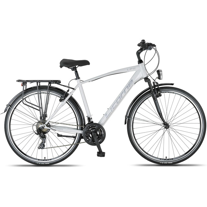 Велосипед Licorne Bike преміум-класу для трекінгу 28 дюймів для чоловіків, хлопців та жінок з 21 швидкістю передач, Citybike Life MV-ATB White 0 метрів