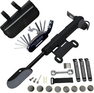 Набір для ремонту велосипедів DAWAY A35 - 16-в-1 мультиінструмент, міні-велосипедний насос, маніпулятори та латки
