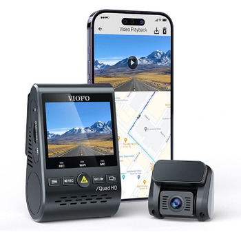 Відеореєстратор VIOFO A129 Plus Duo Dual WiFi WiFi, GPS-модуль 2K 1440P 60 кадрів в секунду 1080P передня задня автомобільна камера, додаток Моніторинг мобільного телефону Автомобільна камера, G-сенсор Режим паркування, Відеореєстратор для екстреної зйомк