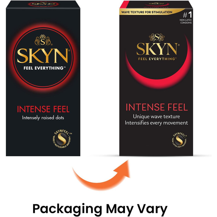 Презервативи SKYN Intense Feel та 5 Senses, 53 мм, без латексу, 25 шт