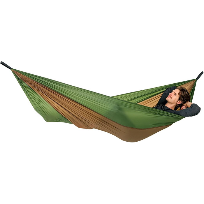 Ультралегкий гамак StoreoAS Adventure Hammock Coyote - Найлегший королівський гамак у світі 180 г 275 x 140 см Розмір упаковки від 18 x 6 см до 150 кг у кольорі Green Coyote Green