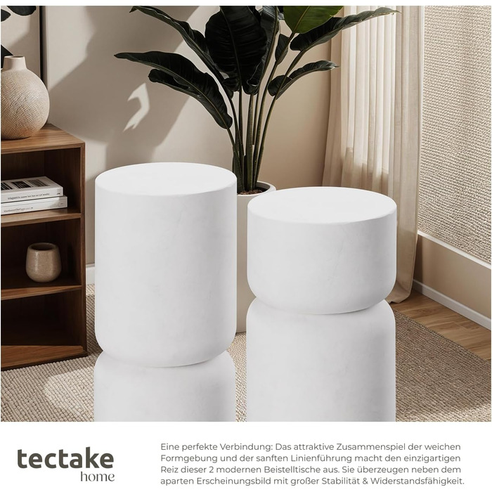 Набір із 2 круглих білих журнальних столиків, круглі приставні столики, естетичний декор кімнати, сучасні меблі для вітальні, спальні, як журнальний столик, приставний столик або тумбочка