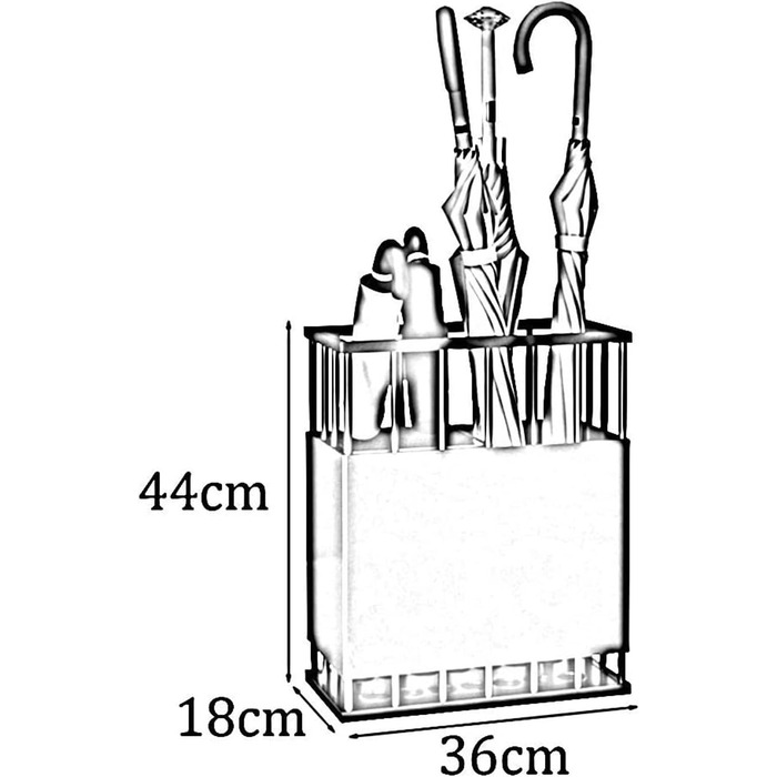Підставка для парасольок Cuiynic, тримач для парасольок, підставка для парасольок з чорного кованого заліза з піддоном для зберігання води, комерційне відро для парасольки великого об'єму для готелів, вміщує 14 шт.
