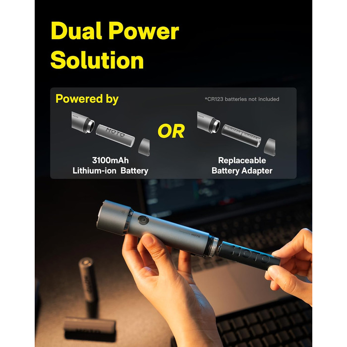 Тактичний акумуляторний світлодіодний ліхтарик HOTO з режимом стробоскопа, надзвичайно яскравий світлодіодний ліхтарик, працює від батареї, USB-C, водонепроникний IP68, потужний ліхтарик для кемпінгу, походів, полювання, активного відпочинку та надзвичайн