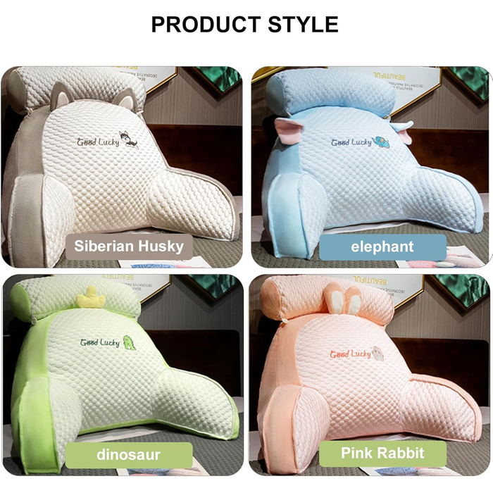 Подушка для читання, подушка для спини з підлокітниками, подушка для читання для ліжка, подушка для спинки крісла-ліжка, підтримка спини, подарункові подушки для читання, роботи та ігор (блакитний оксамит, 75 * 50 см)