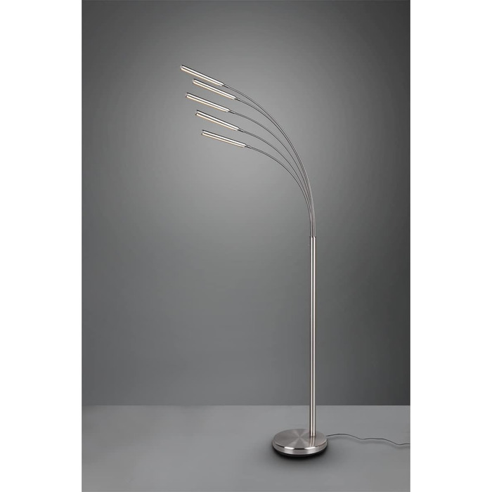 Стійка LED-світильник Reality Reed R41031507, матовий нікель, 5 шт. 3.5 Вт LED, диммерний вимикач, сріблястий
