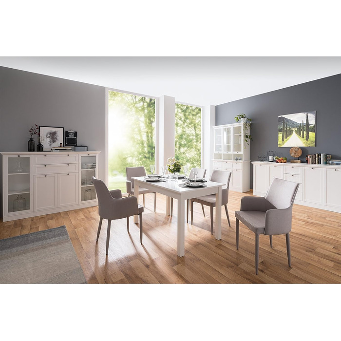 Розсувний обідній стіл mbelando на 4 ніжках білого кольору, стійкий до ударів та подряпин, вміщує до 6 осіб - 120 (160) x 76,5 x 70 см (Ш/В/Г) Розсувний стіл, дерев&39яний стіл, обідній стіл, кухонний стіл, прямокутний 120 см, білий