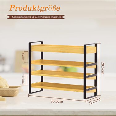 Рівнева дерев&39яна підставка для спецій, стояча підставка для спецій, на 35 пляшечок зі спеціями (скло не входить до комплекту), для кухонь, шаф, комор, стільниць, органайзер для спецій., 4-