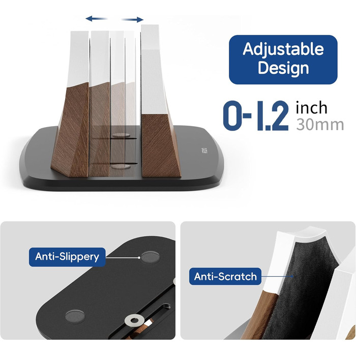 Вертикальна підставка для ноутбука деревяний тримач у формі снігової вершини, сумісна з MacBook, Surface, Chromebook, Dell та іншими, компактний дизайн для всіх ноутбуків, обробка під горіх Волоський горіх Снігова гора