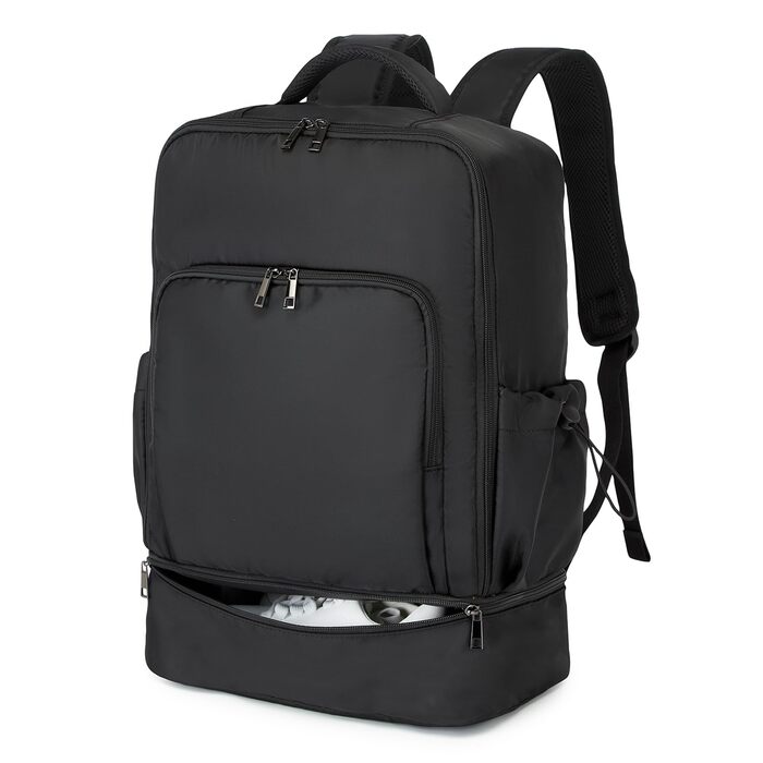 Чоловічий спортивний рюкзак Seyfocnia, водонепроникний рюкзак з відділенням для взуття, легкий дорожній рюкзак, чорний 20 дюймів темно-чорний