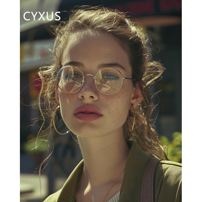 Окуляри Cyxus з фільтром синього світла, ретро-оправа круглої форми (загальна ширина 131 мм) для ПК, ТВ та планшетів, унісекс, колір 01-2 gold