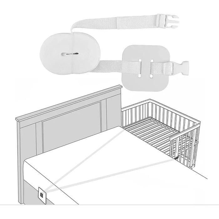 Дитяче ліжко Micoland - Приліжкове ліжко - Дитяче ліжко 120x60 см Трансформоване ліжко з ремінцем та колесами (біле) Біле