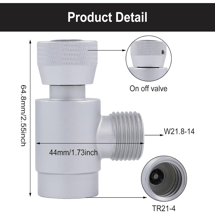 Адаптер для наповнення бака CO2 Адаптер для наповнення циліндра Адаптер газованої води W21.8-14 до TR21-4 Нейтралізатор заправки соди для акваріумного циліндра Адаптер для заправки газованої води
