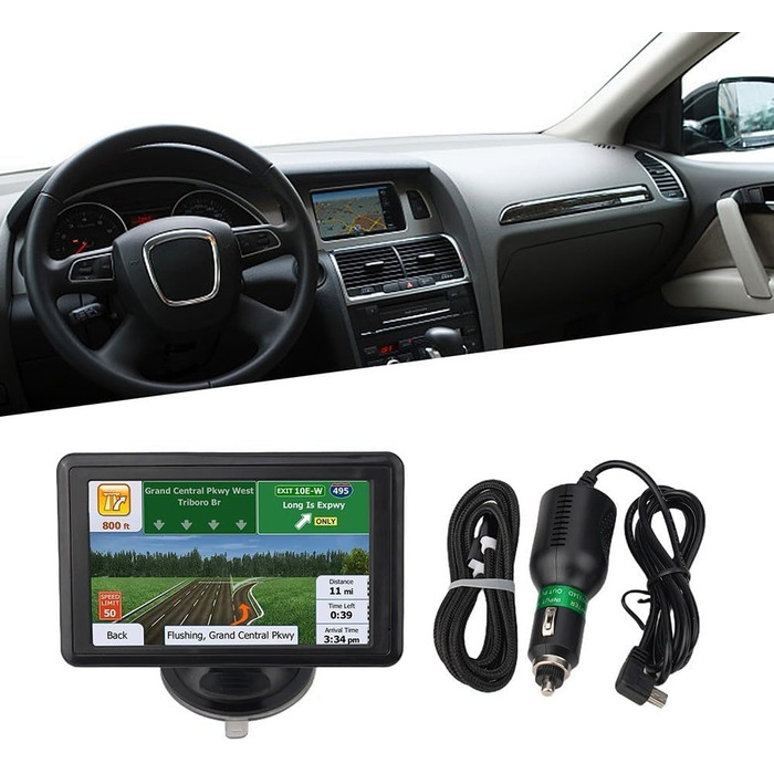 Автомобільний GPS-навігатор Gdfnmogo з великим 5-дюймовим дисплеєм, сенсорним екраном, оснащений великою пам&39яттю, з дисплеєм, кронштейном, кабелем передачі даних, кабелем живлення