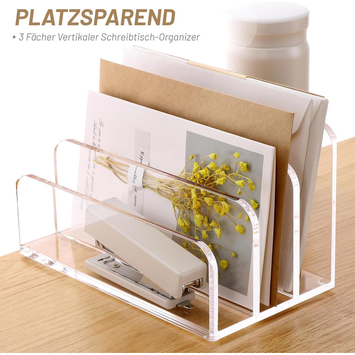 Акрилові лотки для листів SANRUI, настільний лоток для листів для офісу, дому та школи, розміри (В x Ш x Г) 10,1 x 17,5 x 10,1 см, система для документів 17,5 x 10,1 x 10,1 см