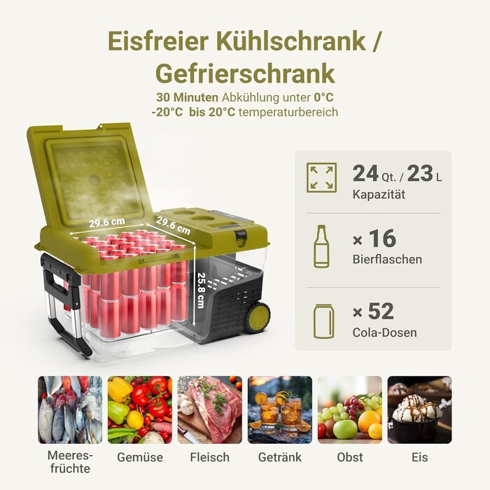 Зовнішній міні-холодильник EX100, що працює від батареї, охолоджує від -20C до 20C, 12/24V DC і 100240V AC, ідеально підходить для