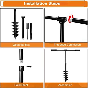 Ручне земляне свердло Свердло для заземлення з нековзною ручкою, Садовий бур Земляний шнек Ручна сівалка Бур Бур для швидкої сівалки Саджанці Цибулини квітів, 10 шт., 85