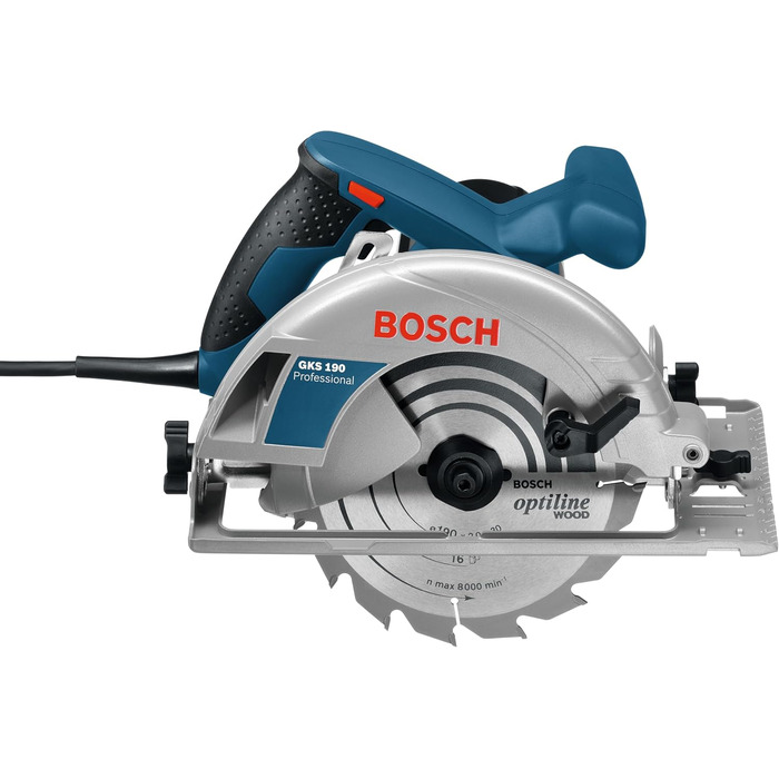 Професійна циркулярна пила Bosch GKS 190 (потужність 1400 Вт, диск 190 мм, глибина різання 70 мм, вкл. твердосплавний диск, всмокт
