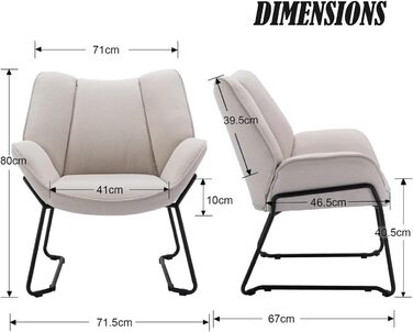 Льняне крісло-гойдалка Chairus для вітальні, балкону, сучасного м&39якого крісла-реклайнера з металевими ніжками (бежевий) Льняний бежевий