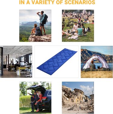 Подушка для кемпінгового ліжка KingCamp для кемпінгових меблів, м&39яка підкладка, підходить для розкладних ліжок та шезлонгів, бавовняна суміш, нековзка та миється, підвищення комфорту для вуличних ліжок, синя з ромбоподібним візерунком 350 г/м, 203 76 с