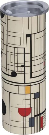 Кухоль з прямою трубочкою, лінії Баухауса, дорожній кухоль з принтом, підходить для кемпінгу, офісу та дому, 590 мл