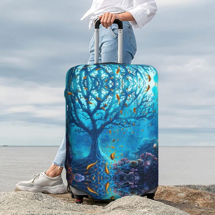 Чохол для валізи Морський світ, захисний еластичний чохол від подряпин та пилу для багажу, чорний, розмір 85