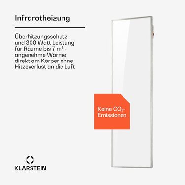 Інфрачервоний обігрівач Klarstein з термостатом, електричний обігрівач потужністю 300 Вт, інфрачервоний обігрівач Smart Home Picture для настінного монтажу, ІЧ з керуванням через додаток IoT/WiFi, плоский радіатор для вологих приміщень, настінний обігріва
