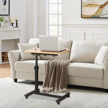 Підставка для ноутбука з регульованою висотою, дерев'яна, ергономічна. З коліщатками, поворотна, з антиковзким покриттям (Жовте дерево 60 x 34.5 x 90 см)