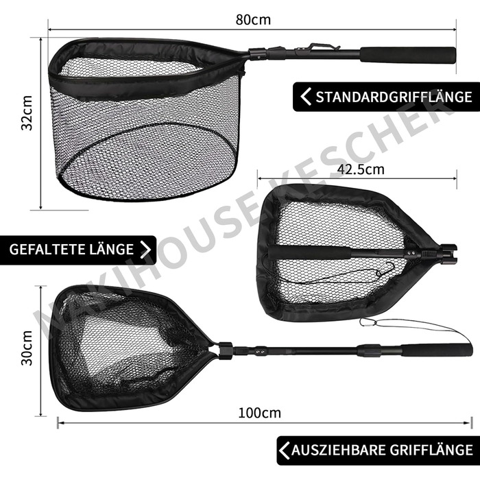 Рибальська сітка, плавуча рибальська сітка, складна рибальська сітка, телескопічний підсак для легкого вилову та випуску риби, рибальська сітка для дітей та дорослих, 100 см