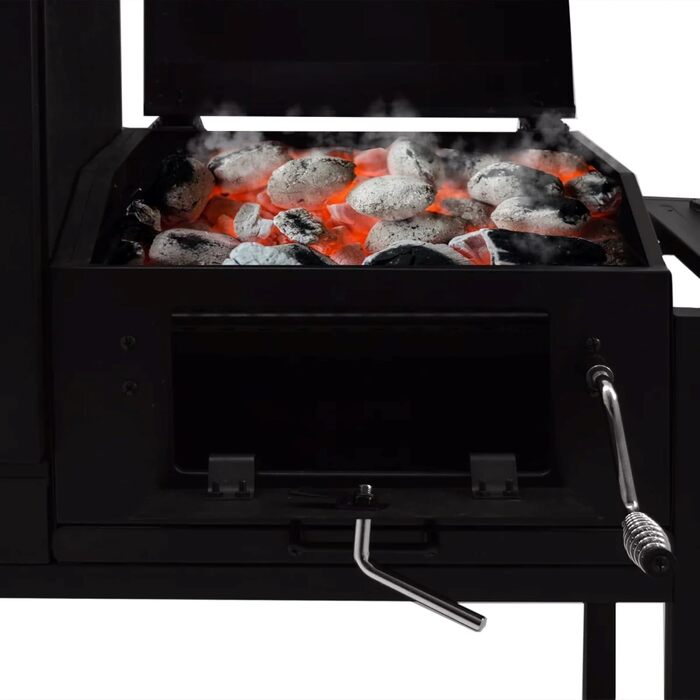 Syntrox Smoker Klavor з коптильнею, грилем барбекю, грилем на вугіллі. Гриль коптильні, сталь, листова сталь з вогнезахисним лаком, камера гриля і коптильня, дерев'яні ручки, дверцята з золи із засувкою