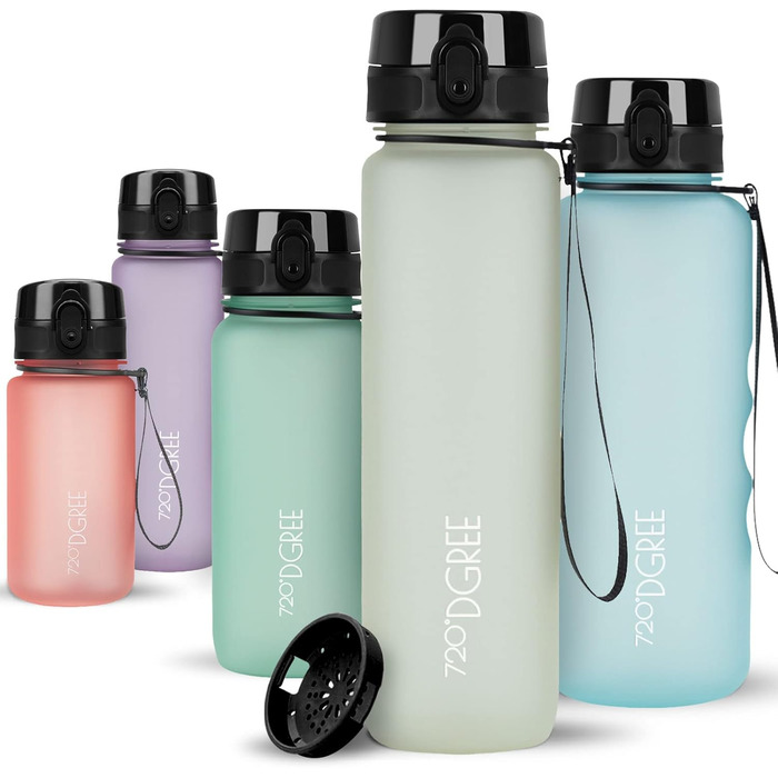 Пляшка для води 720DGREE 1л Sport 'uberBottle softTouch Sieb - Без BPA - Пляшка для води для універі, роботи, фітнесу, велосипеда, активного відпочинку, роботи - спортивна пляшка з тритану - легка, ударостійка, багаторазова (1000 мл, шампанське - кремово-