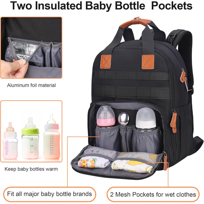 Пеленальний мішок, пеленальний рюкзак Великий рюкзак зі знімною сумкою для тіла та ремінцями для коляски, сумка для пелюшок для ма