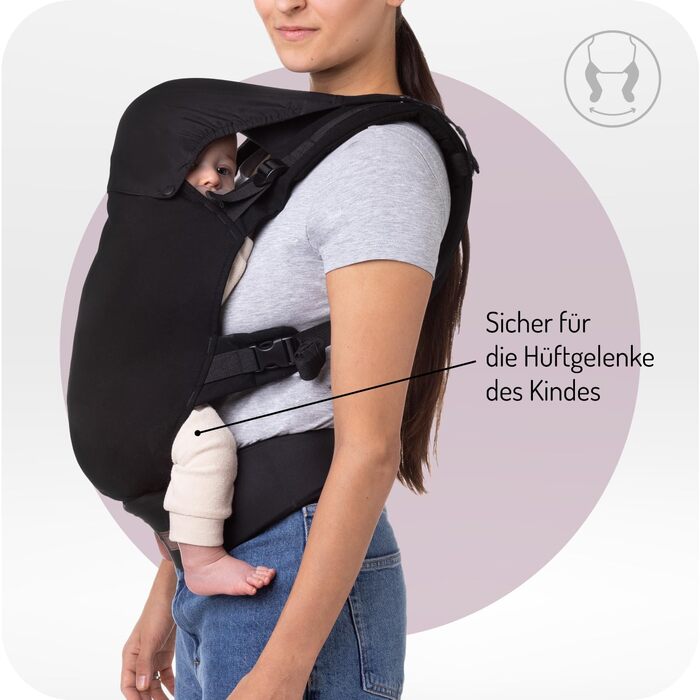 Переноска MOMI COLLET від 3 місяців, для немовлят і дітей до 20 кг, з капюшоном і підголівником, оптимальне регулювання з 6 точкам