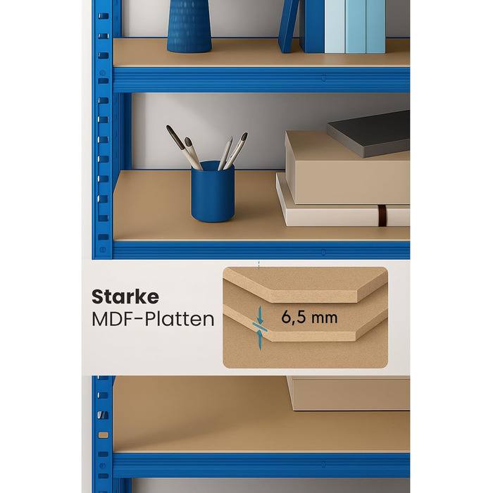 Потужний стелаж KARAT XXL, синьо-помаранчевий 200 x 180 x 60 см, стелажі для гаража, підвалу та майстерні - безболтові стелажі, широкопрохідні стелажі, підвальні стелажі, стелажі для майстерні (TitanRack Big)