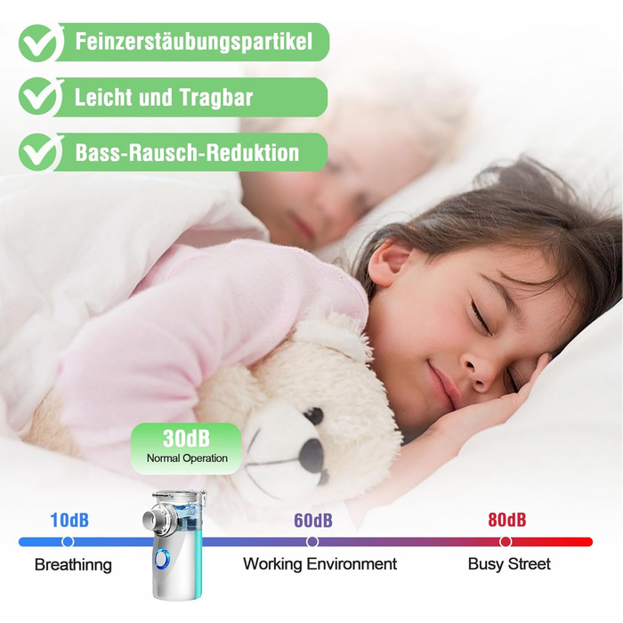 Інгалятор дитячий, інгалятор для дорослих дитячий, інгалятор небулайзер, інгалятор дитячий немовля, з маскою та насадкою від респіраторних захворювань Ефективний, підходить для сімейних подорожей (зелений)